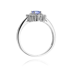 Pierścionek zaręczynowy z białego złota z tanzanitem i diamentami 0,19ct Fire Of Love BW-303-tanzanit-b
