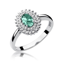 Pierścionek zaręczynowy z białego złota z szmaragdem i diamentami 0,19ct Fire Of Love BW-303-szmaragd-b