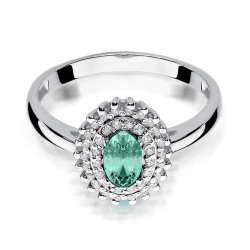 Pierścionek zaręczynowy z białego złota z szmaragdem i diamentami 0,19ct Fire Of Love BW-303-szmaragd-b