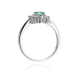 Pierścionek zaręczynowy z białego złota z szmaragdem i diamentami 0,19ct Fire Of Love BW-303-szmaragd-b