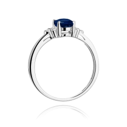 Pierścionek zaręczynowy z białego złota z szafirem i diamentami 0,05ct Fire Of Love  BW-308-szafir-b