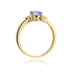 Pierścionek zaręczynowy z żółtego złota z tanzanitem i diamentami 0,05ct Fire Of Love BW-308-tanzanit