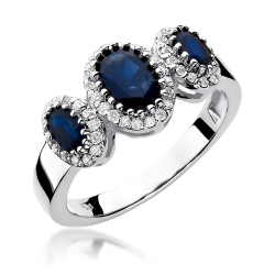 Pierścionek zaręczynowy z białego złota z szafirami i diamentami 0,24ct Fire Of Love BW-309-b