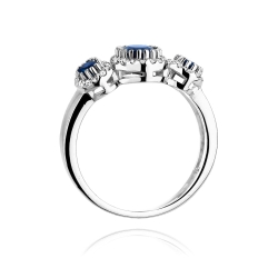 Pierścionek zaręczynowy z białego złota z szafirami i diamentami 0,24ct Fire Of Love BW-309-b