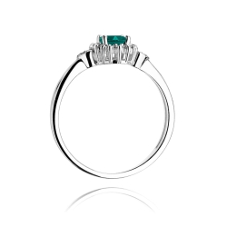 Pierścionek zaręczynowy z białego złota z szmaragdem i diamentami 0,10ct Fire Of Love BW-312-szmaragd-b