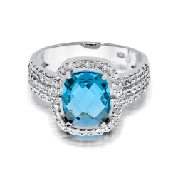 Pierścionek zaręczynowy z białego złota z topazem i diamentami 0,31ct Fire Of Love BW-313-b