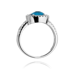 Pierścionek zaręczynowy z białego złota z topazem i diamentami 0,31ct Fire Of Love BW-313-b