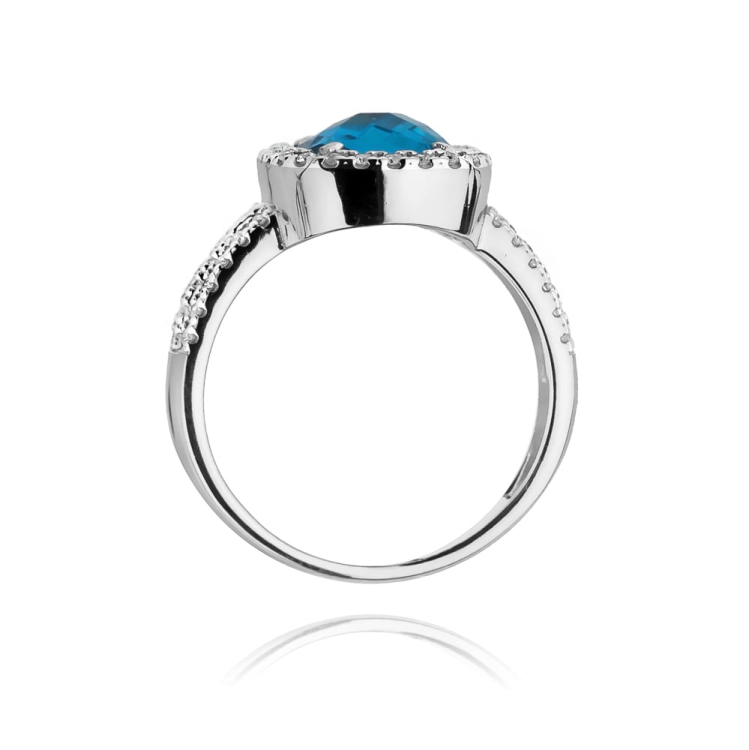 Pierścionek zaręczynowy z białego złota z topazem i diamentami 0,31ct Fire Of Love BW-313-b