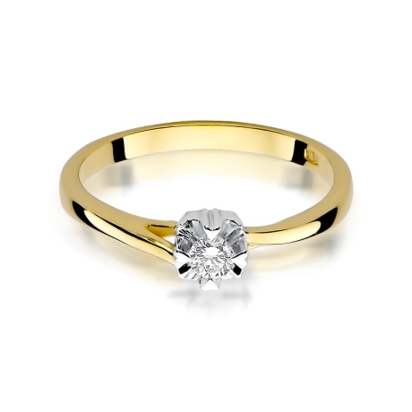 Przejdź do produktu Pierścionek zaręczynowy z żółtego złota z diamentem 0,10ct Fire Of Love