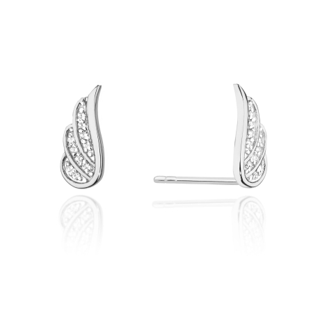 Przejdź do produktu Kolczyki z białego złota 585 z diamentami 0,10ct skrzydła The Diamonds