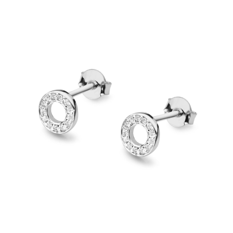 Przejdź do produktu Kolczyki z białego złota 585 z diamentami 0,13ct kółka The Diamonds