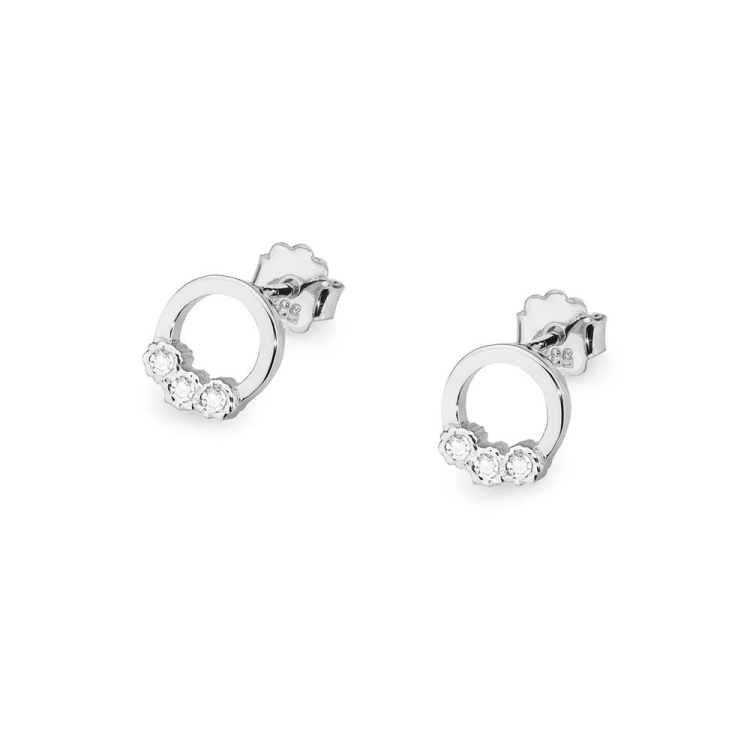Kolczyki z białego złota 585 z diamentami 0,05ct The Diamonds BCK-20-b
