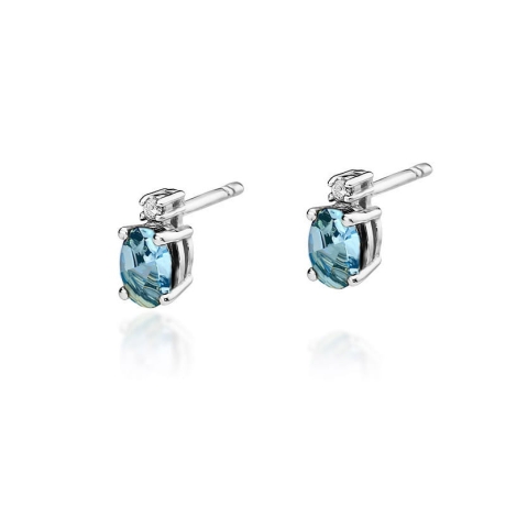 Przejdź do produktu Kolczyki z białego złota 585 z topazem i diamentami 0,03ct The Diamonds