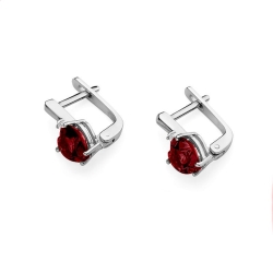 Kolczyki z białego złota 585 z rubinem i diamentami 0,03ct The Diamonds BKO-02-rubin-b