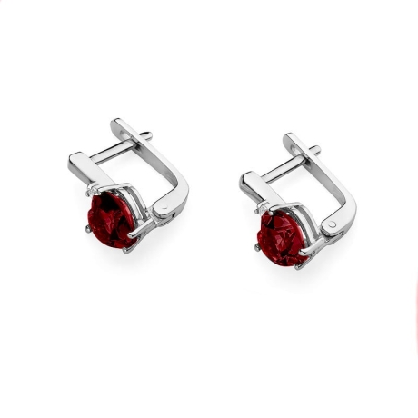 Przejdź do produktu Kolczyki z białego złota 585 z rubinem i diamentami 0,03ct The Diamonds