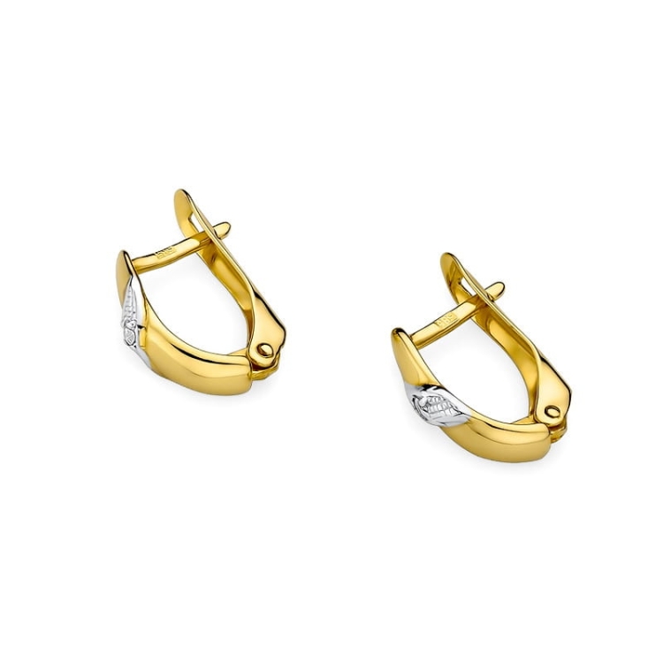 Kolczyki z żółtego złota 585 z diamentami 0,04ct The Diamonds BKO-12