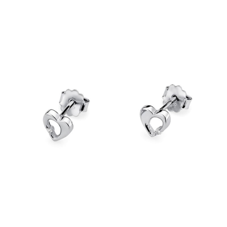 Przejdź do produktu Kolczyki z białego złota 585 z diamentami 0,02ct serce The Diamonds