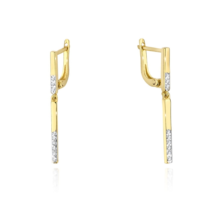 Kolczyki z żółtego złota 585 z diamentami 0,08ct The Diamonds BKO-25