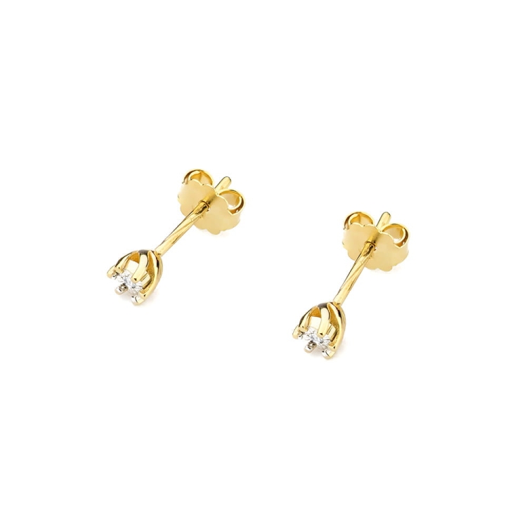 Kolczyki z żółtego złota 585 z diamentami 0,02ct The Diamonds  GKO-31T