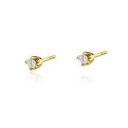 Kolczyki z żółtego złota 585 z diamentami 0,16ct The Diamonds  BKO-34-0,16ct