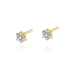 Kolczyki z żółtego złota 585 z diamentami 0,12ct The Diamonds BKO-39