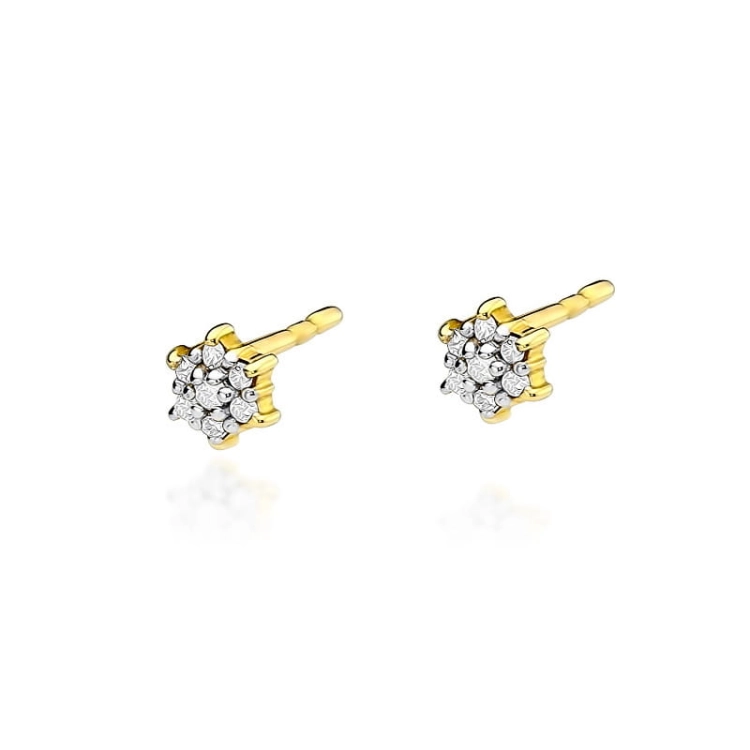 Kolczyki z żółtego złota 585 z diamentami 0,12ct The Diamonds BKO-39