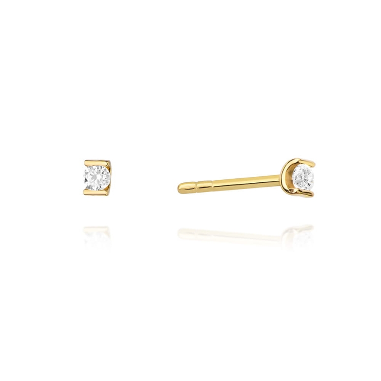 Kolczyki z żółtego złota 585 z diamentami 0,08ct The Diamonds BKO-55