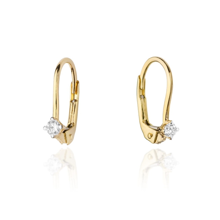 Kolczyki z żółtego złota 585 z diamentami 0,06ct The Diamonds BKO-57-0,06ct