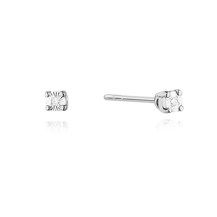 Kolczyki z białego złota 585 z diamentami 0,02ct The Diamonds  BKO-58-0,02ct-b