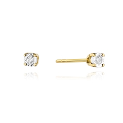 Kolczyki z żółtego złota 585 z diamentami 0,06ct The Diamonds BKO-58-0,06ct