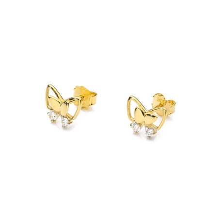 Przejdź do produktu Kolczyki z żółtego złota 585 z diamentami 0,08ct motyl The Diamonds