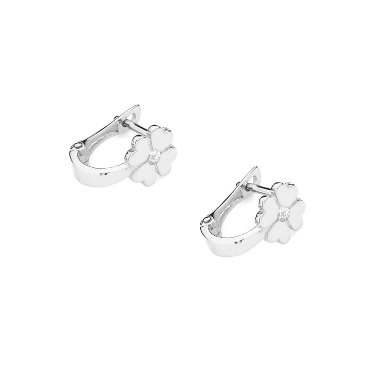 Kolczyki z białego złota 585 z diamentami 0,06ct kwiatek The Diamonds  BKO-60-b