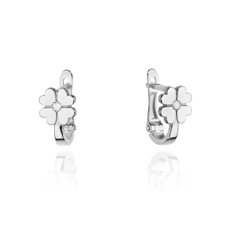 Przejdź do produktu Kolczyki z białego złota 585 z diamentami 0,06ct kwiatek The Diamonds