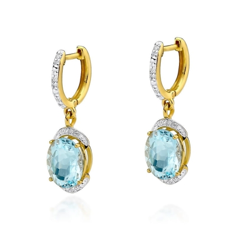 Przejdź do produktu Kolczyki z żółtego złota 585 z topazem i diamentami 0,13ct The Diamonds
