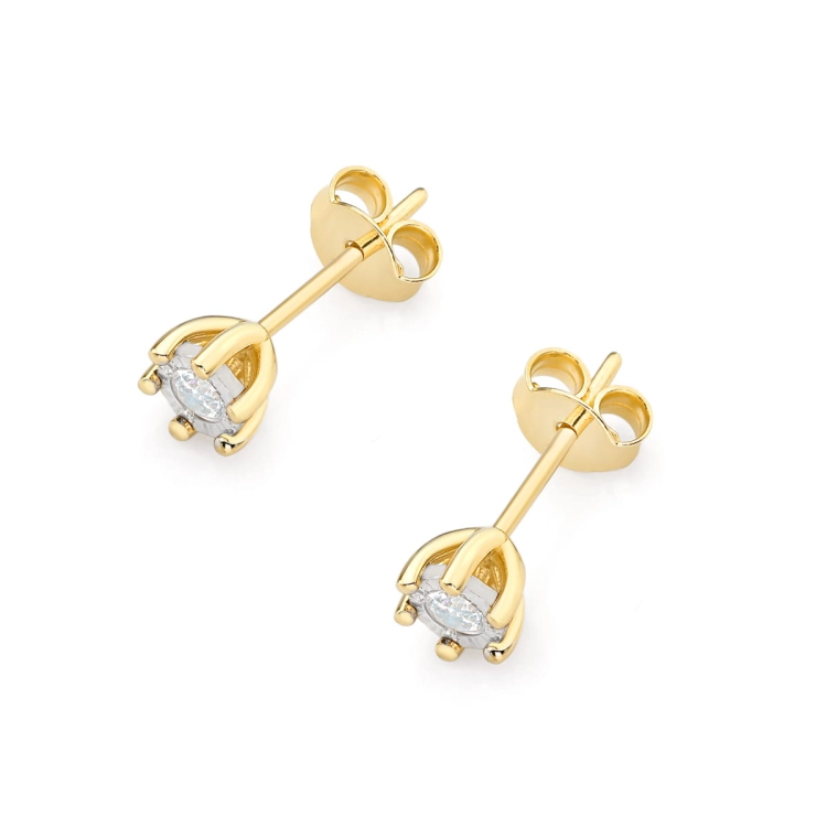 Kolczyki z żółtego złota 585 z diamentami 0,16ct The Diamonds  BKO-222BT