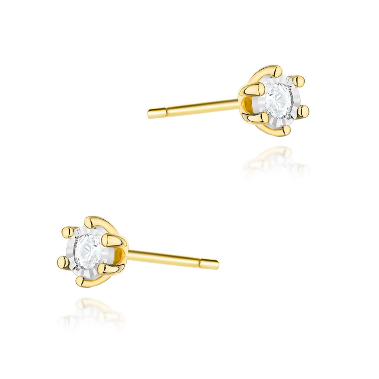 Kolczyki z żółtego złota 585 z diamentami 0,16ct The Diamonds  BKO-222BT