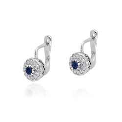 Kolczyki z białego złota 585 z szafirem i diamentami 0,20ct The Diamonds BKO-284-szafir-b