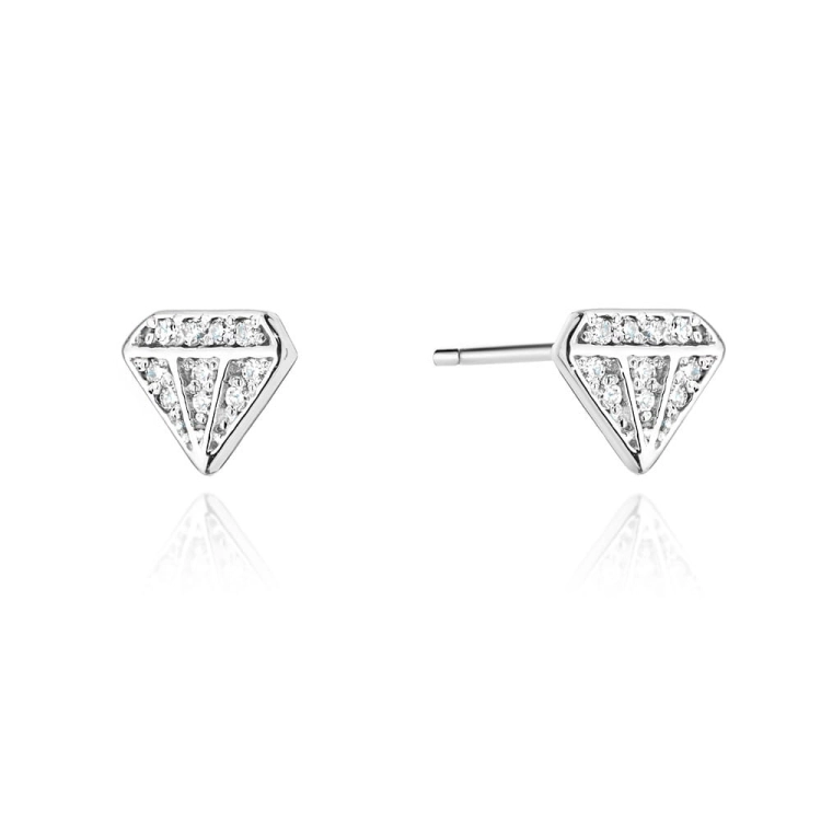 Kolczyki z białego złota 585 z diamentami 0,10ct diament The Diamonds BKO-504-b