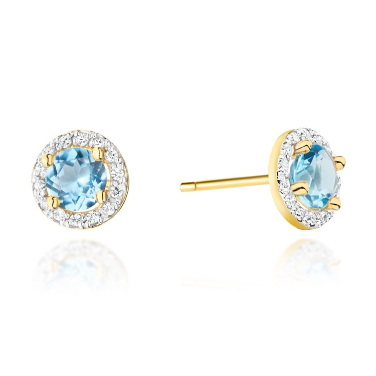 Kolczyki z żółtego złota 585 z topazem i diamentami 0,24ct The Diamonds BKO-509-topaz