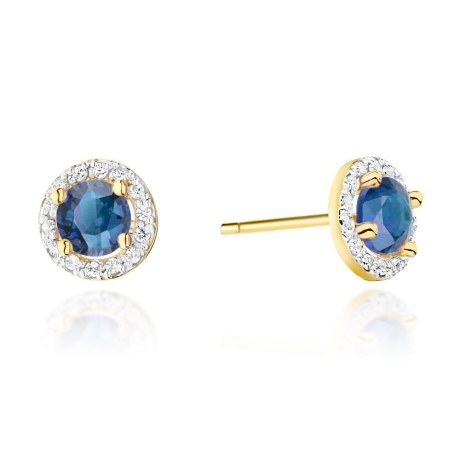 Przejdź do produktu Kolczyki z żółtego złota 585 z szafirem i diamentami 0,26ct The Diamonds 