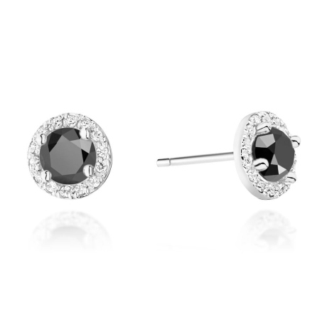 Przejdź do produktu Kolczyki z białego złota 585 z czarnymi i białymi diamentami 0,24ct The Diamonds