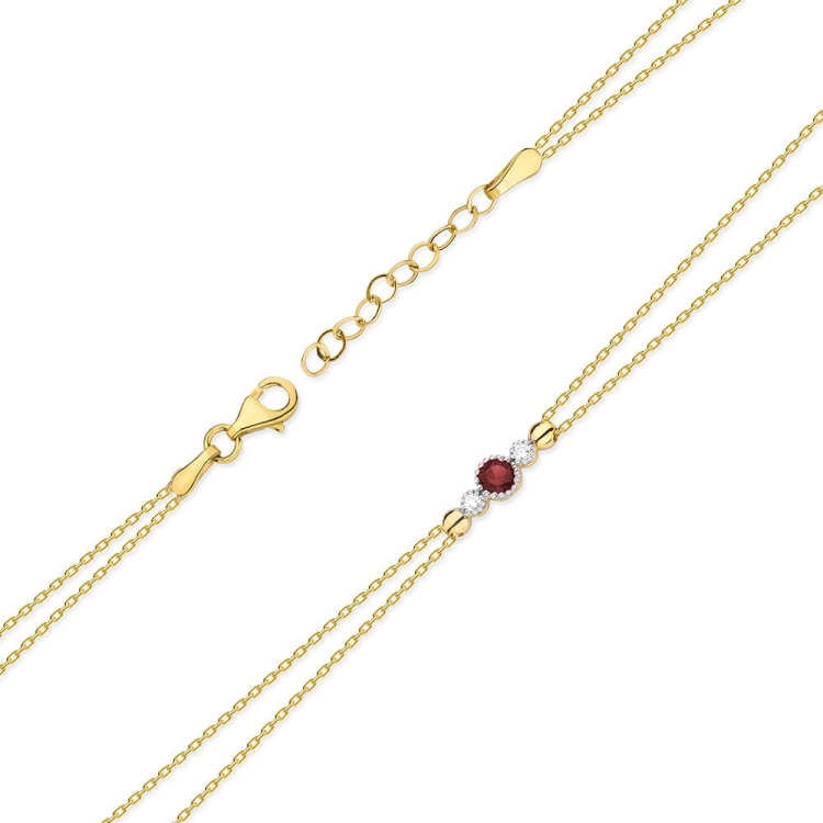 Bransoletka z żółtego złota 585 z rubinem i diamentami 0,029ct The Diamonds BR-005-rubin