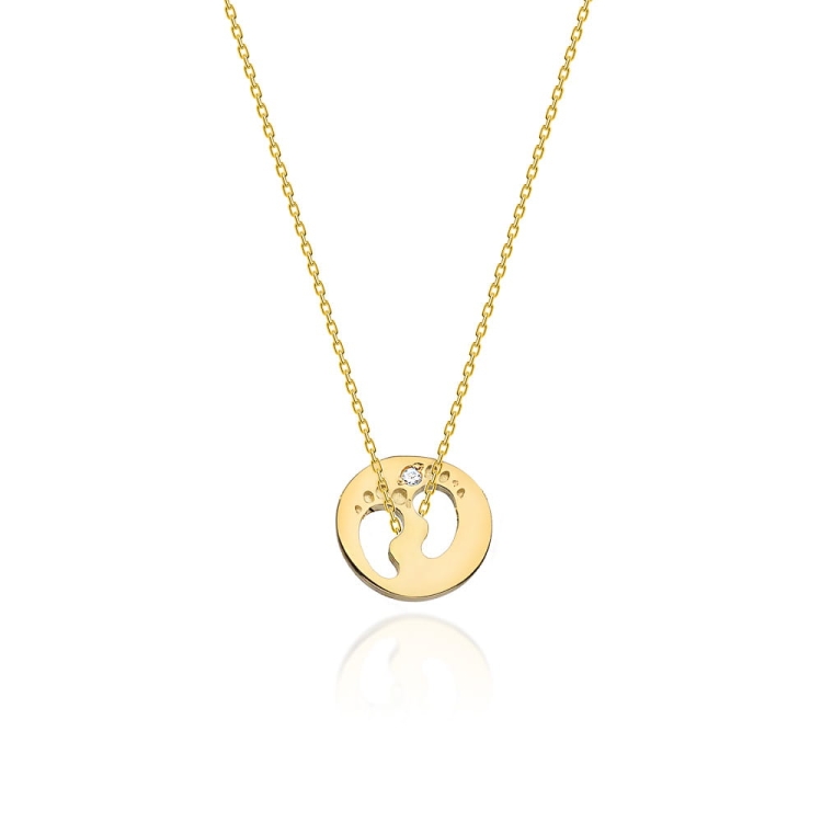 Naszyjnik z żółtego złota z diamentami 0,005ct stópki The Diamonds BC-05