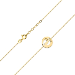 Naszyjnik z żółtego złota z diamentami 0,005ct stópki The Diamonds BC-05