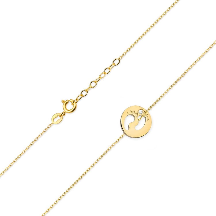Naszyjnik z żółtego złota z diamentami 0,005ct stópki The Diamonds BC-05