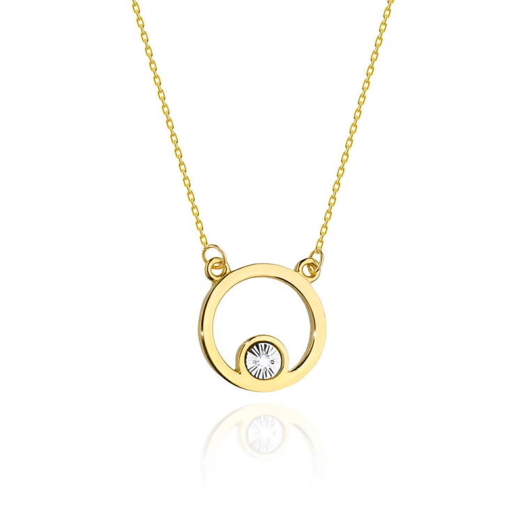 Naszyjnik z żółtego złota z diamentem 0,01ct The Diamonds BC-22