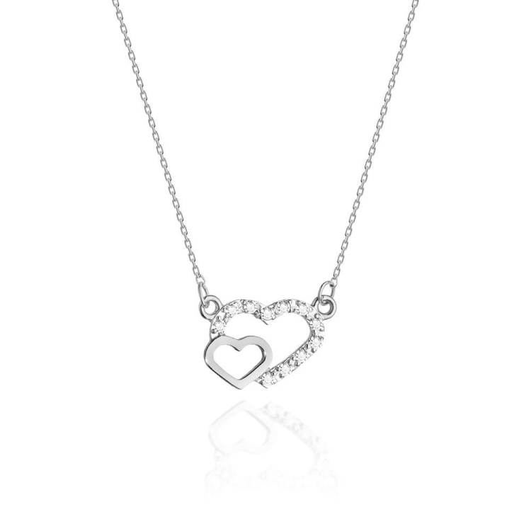 Naszyjnik z białego złota z diamentami 0,06ct serca The Diamonds BC-23-b