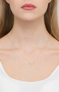 Naszyjnik z żółtego złota z diamentami serca 0,015ct The Diamonds BC-24