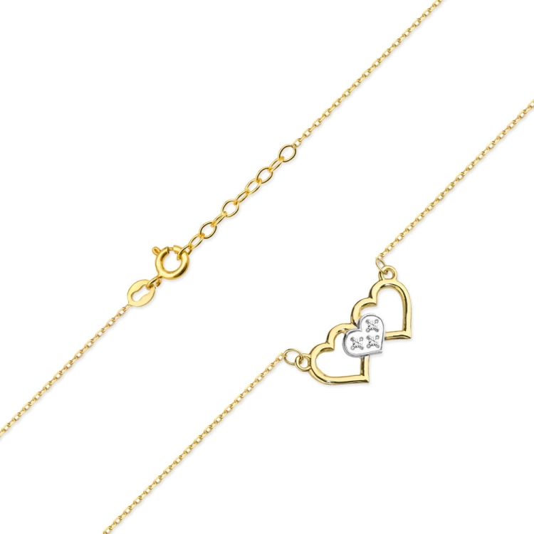 Naszyjnik z żółtego złota z diamentami serca 0,015ct The Diamonds BC-24