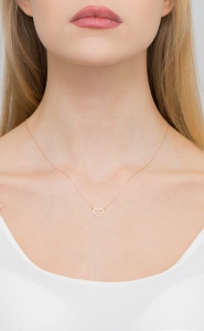 Naszyjnik z żółtego złota z diamentami serce 0,015ct The Diamonds BC-26